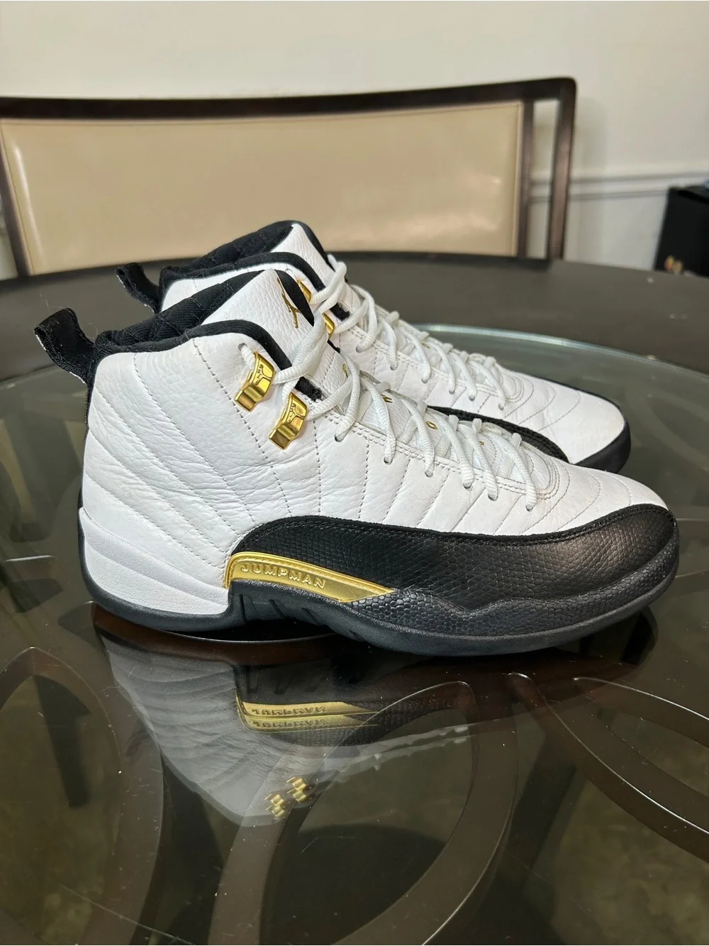 Air Jordan 12 Retro Royalty White Black Metallic Gold CT8013-170 Size 9